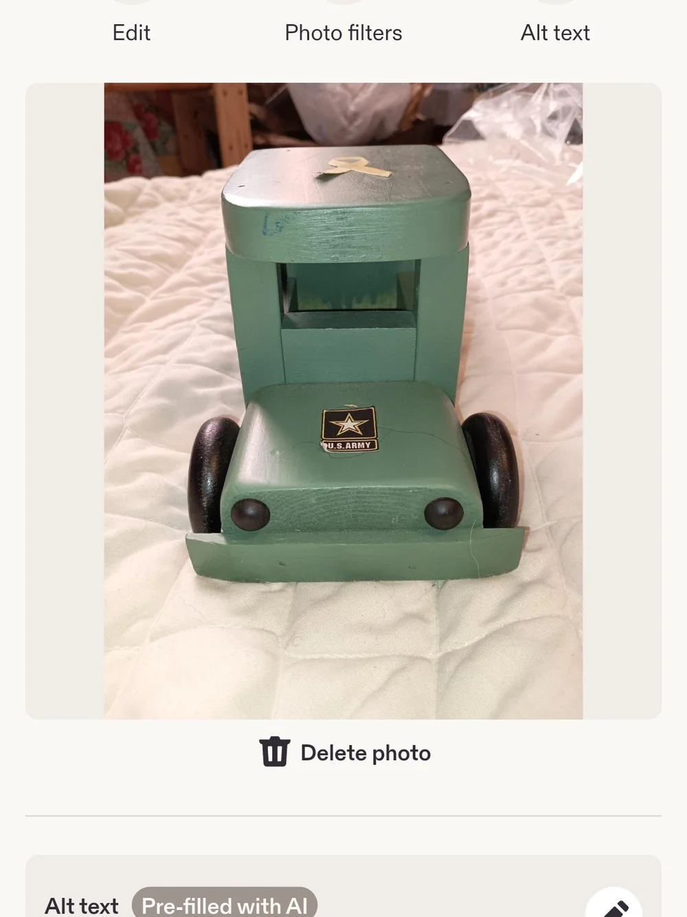 Wooden Green Toy Truck for Kids That Holds Crayons